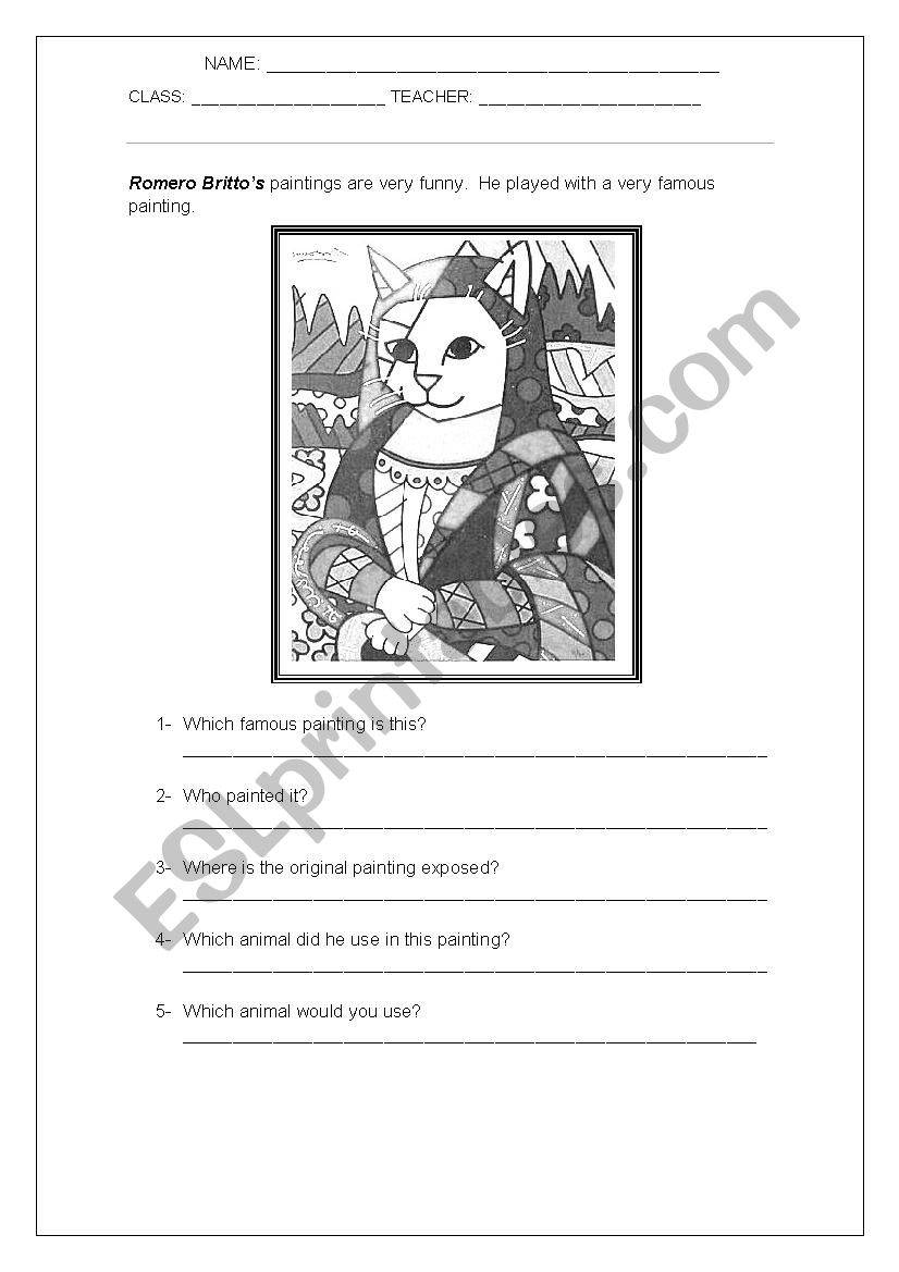 Romero Britos Painting  worksheet