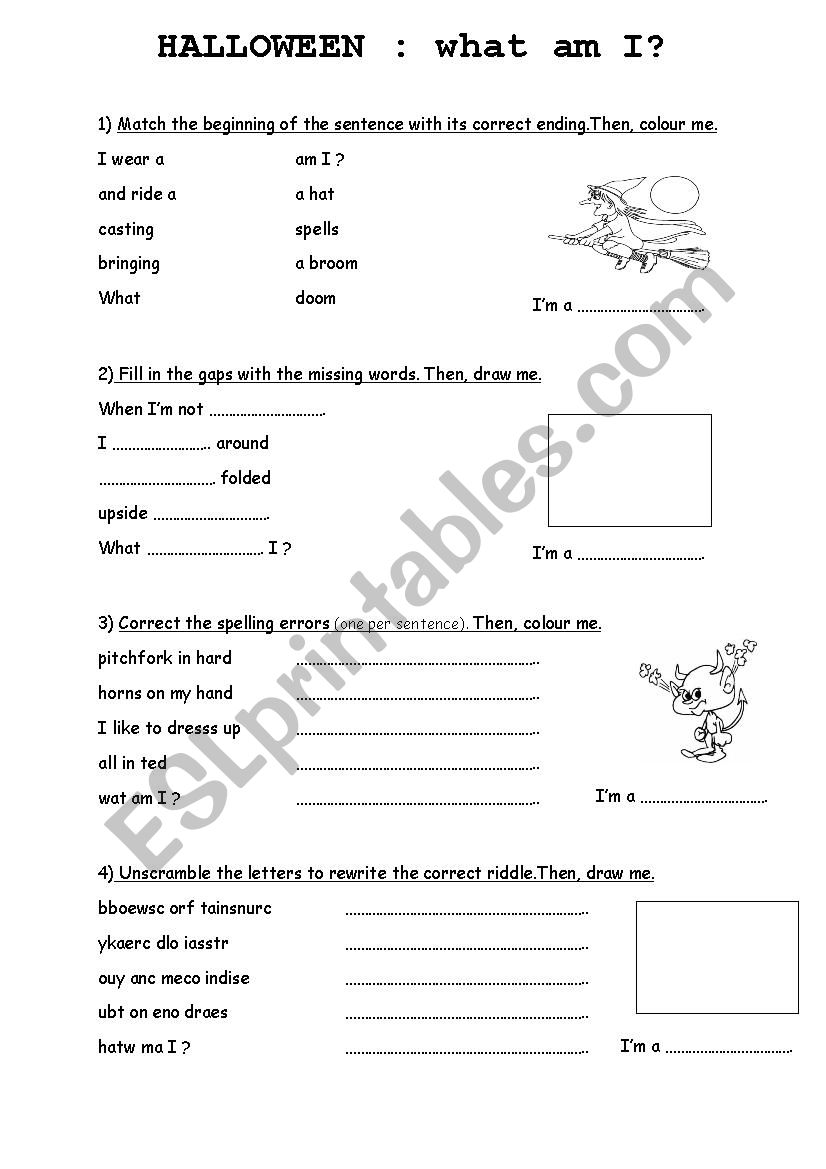 Halloween-what-am-I worksheet