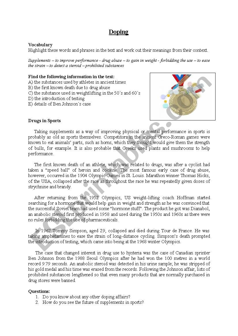 Doping in Sport worksheet