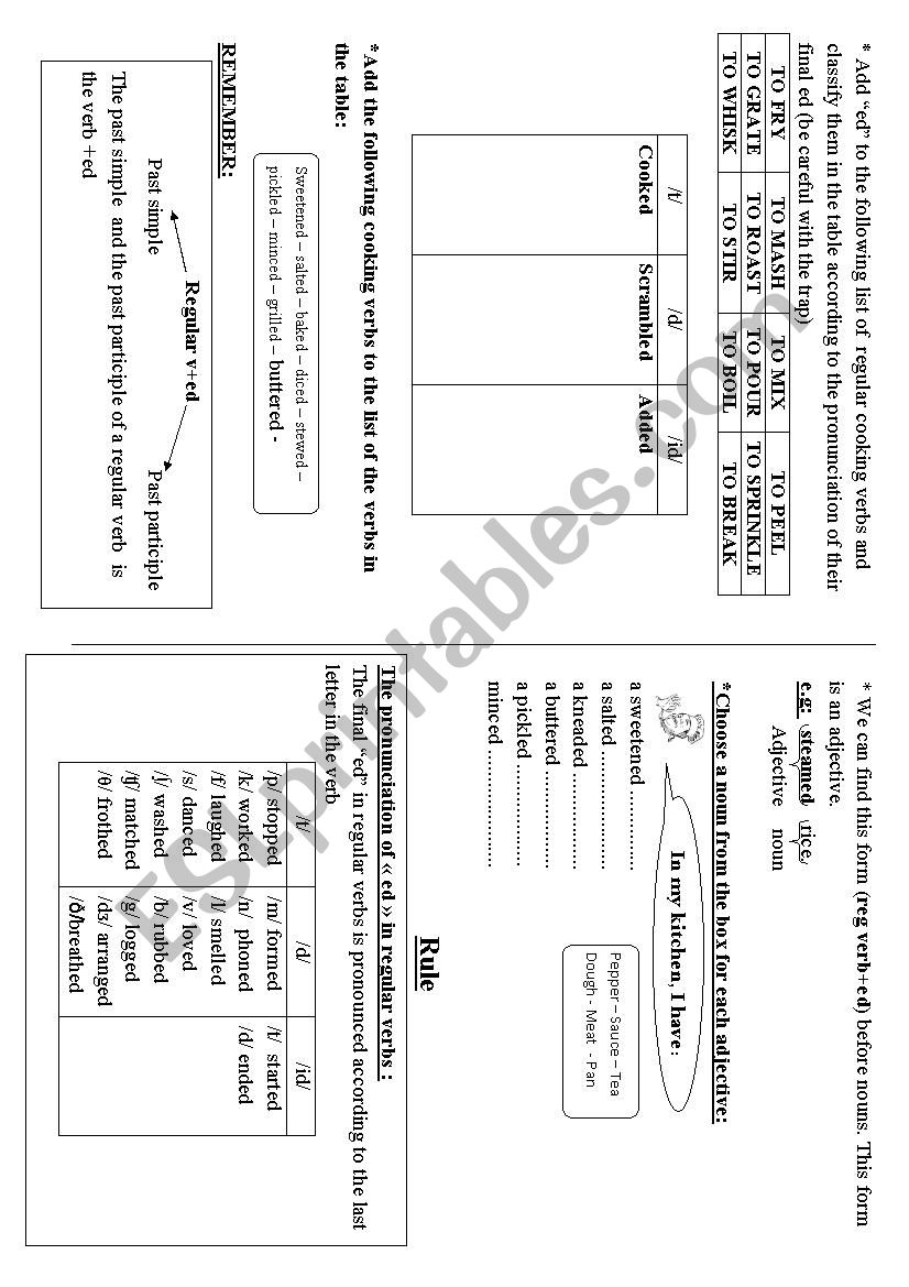 regular verbs final ed worksheet