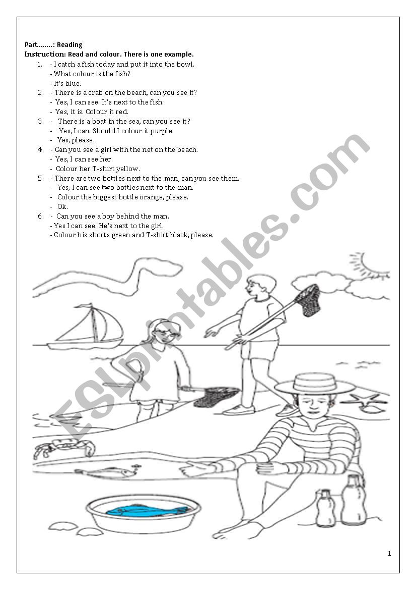 Beach, summer worksheet