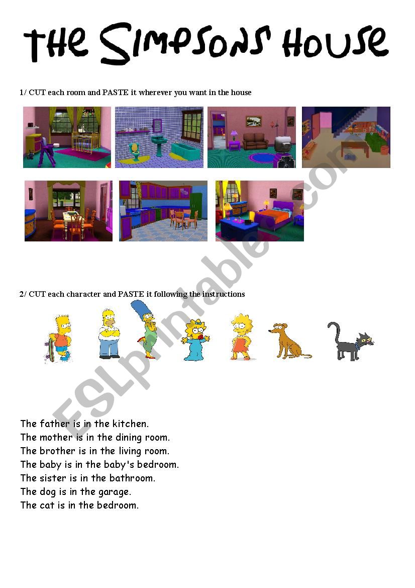 Simpsons house part 2 worksheet