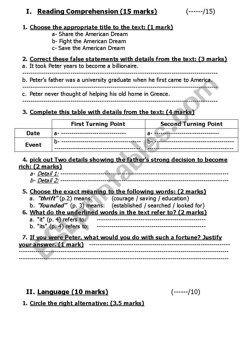 very useful test for elementary level