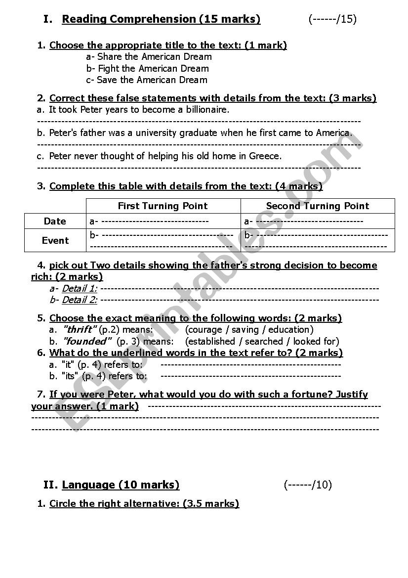 very useful test for elementary level