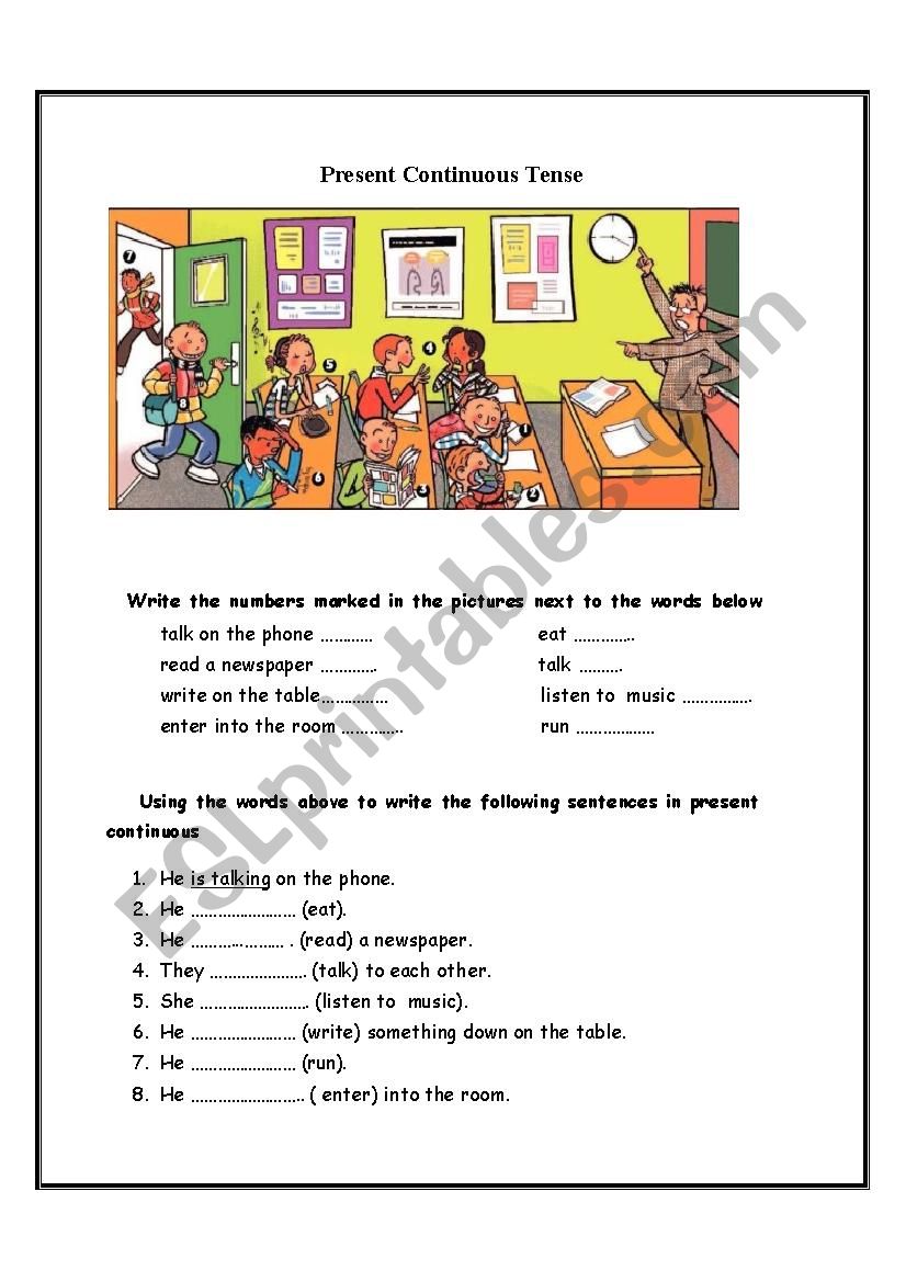 present continuous worksheet