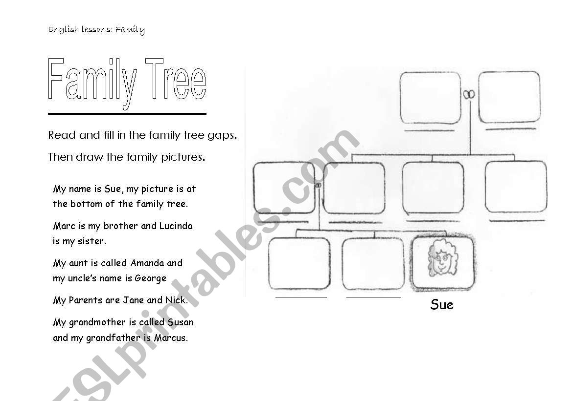 Sues family tree worksheet