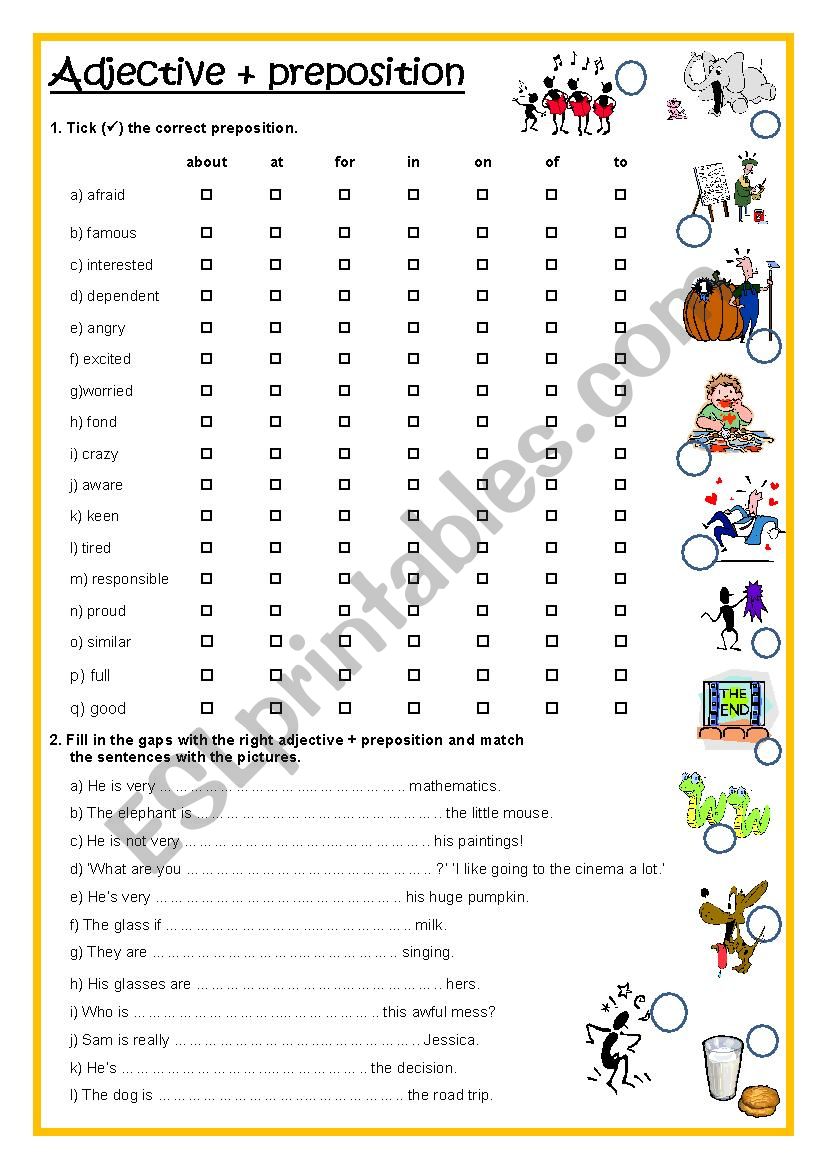 ADJECTIVE + PREPOSITION worksheet