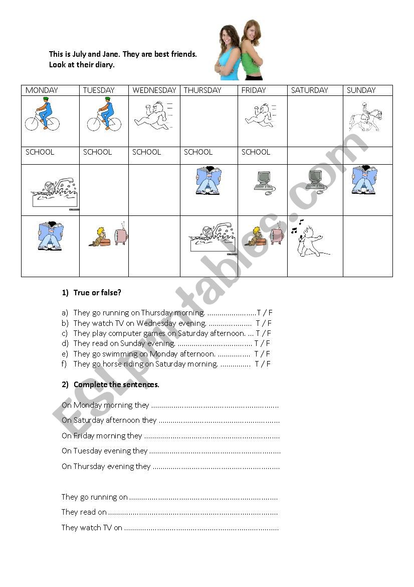 daily routines worksheet