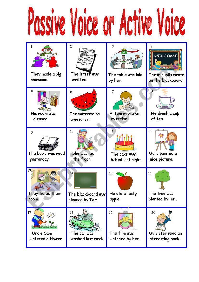 Passive Voice vs Active Voice worksheet