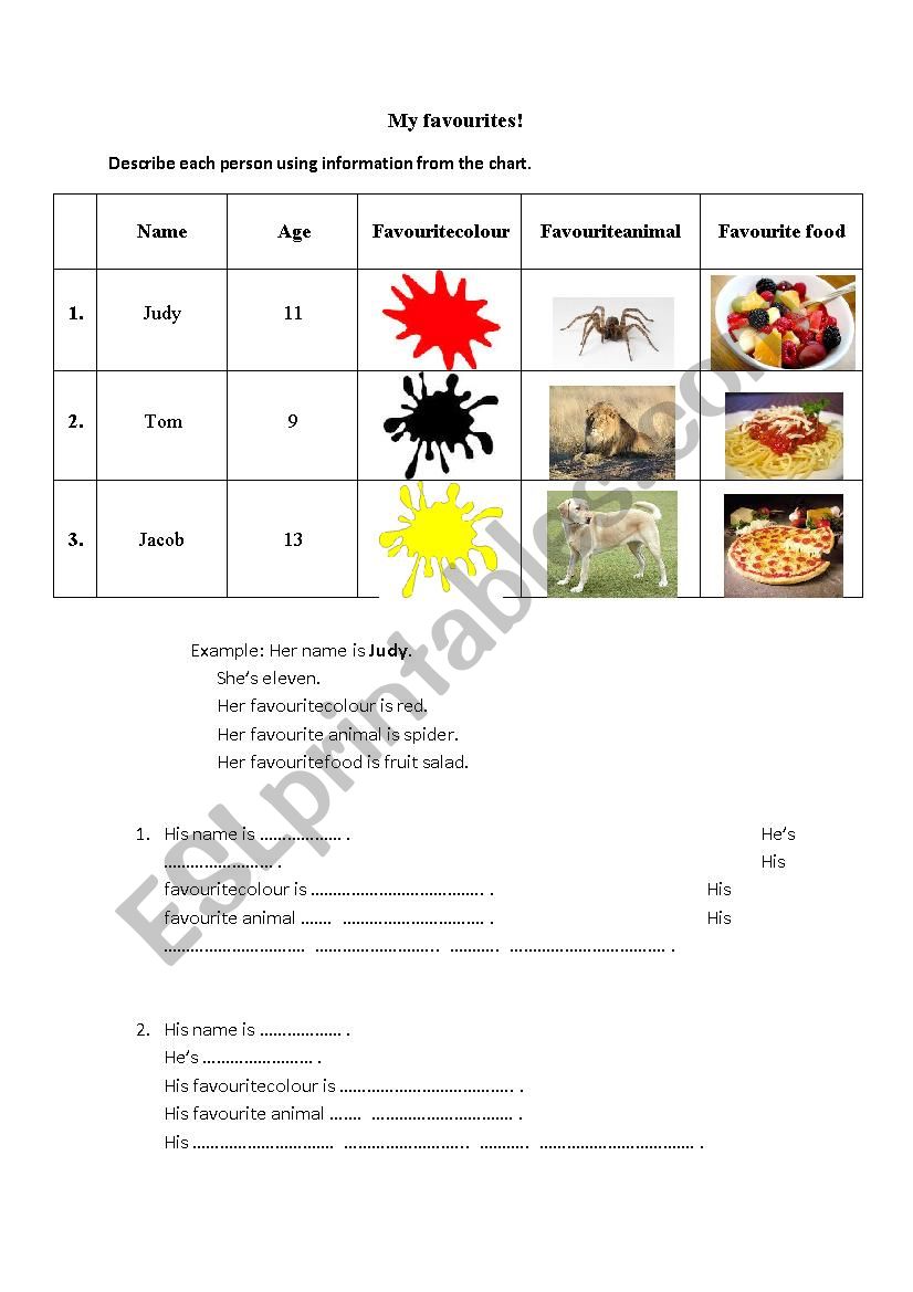 My favourites! worksheet