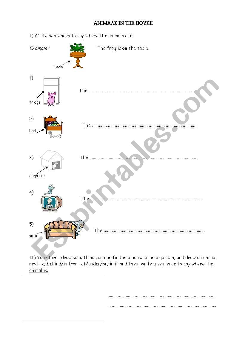 Animals in the house worksheet