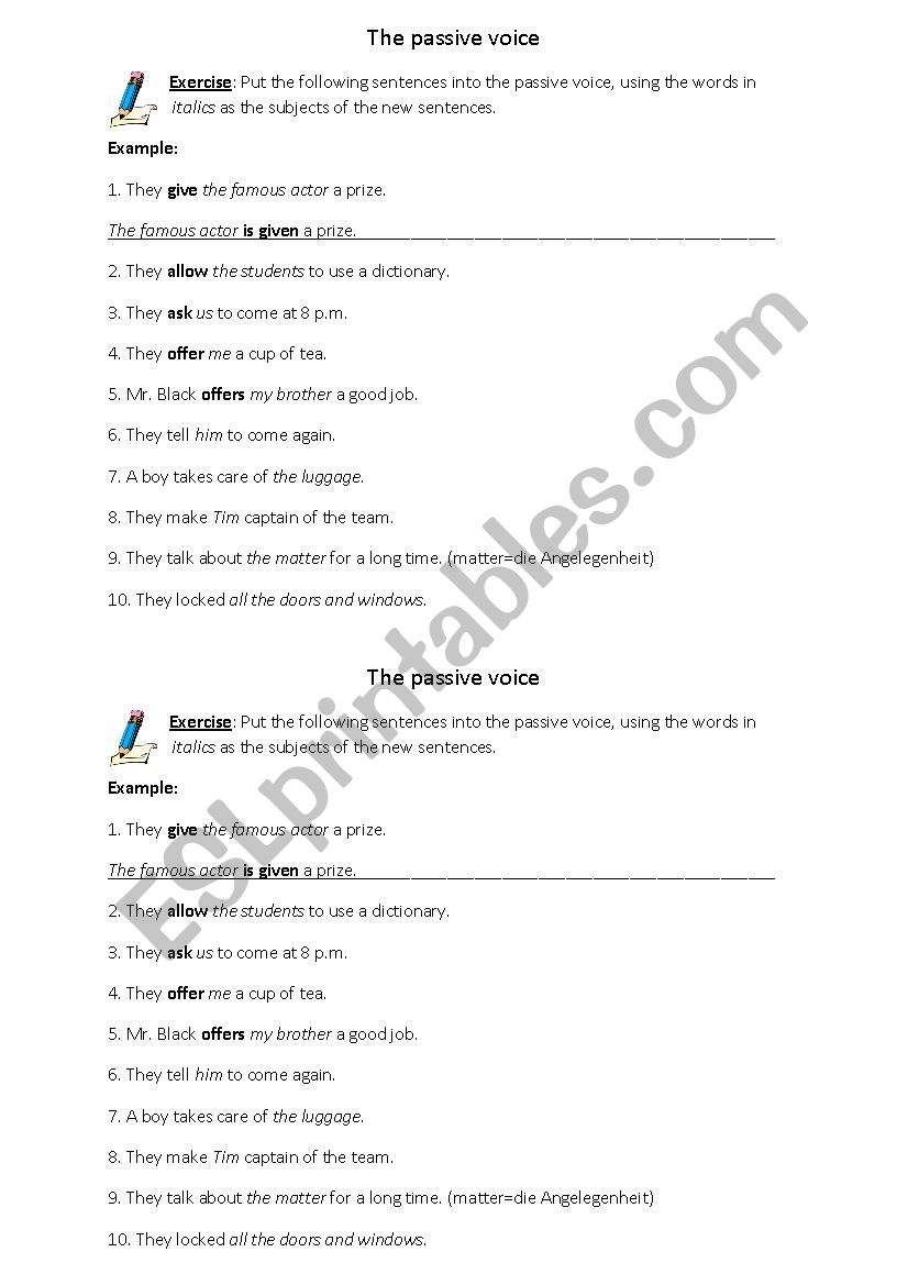 Passive voice, simple present worksheet