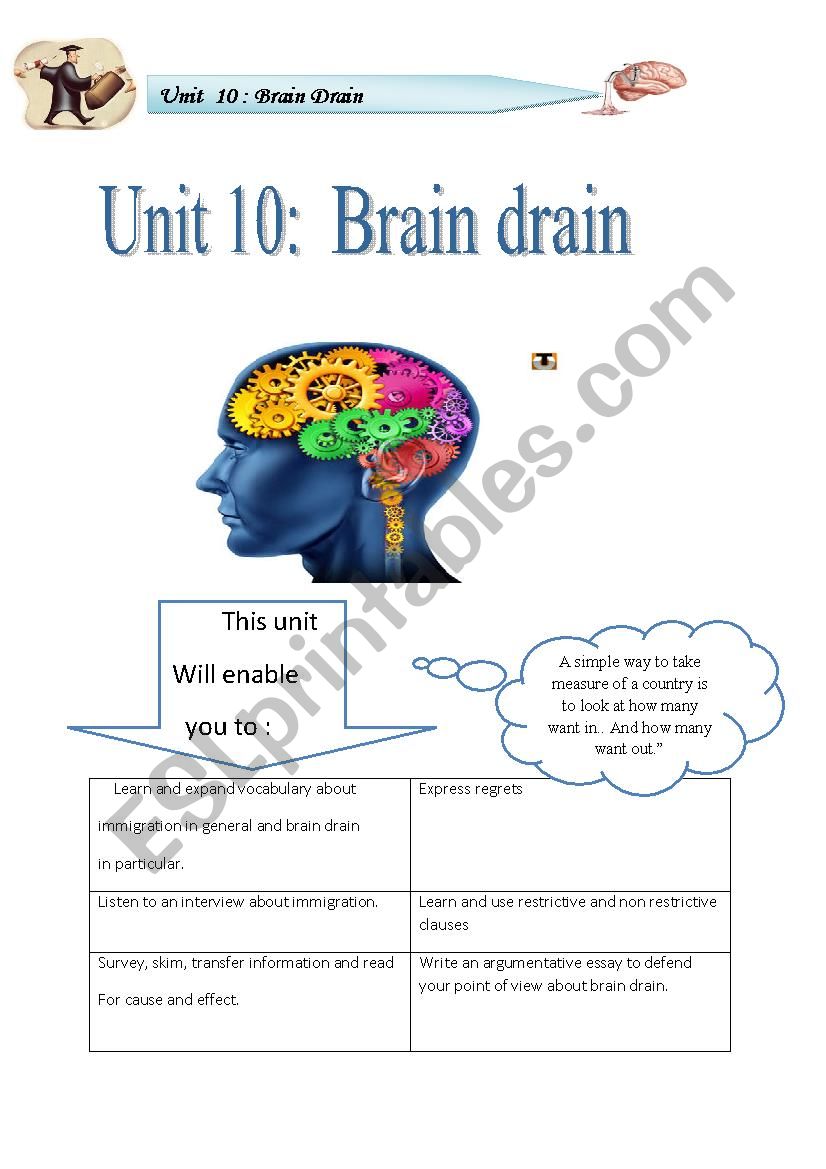 brain drain topic. vocab+ reading / relative pronouns/ expressing regret