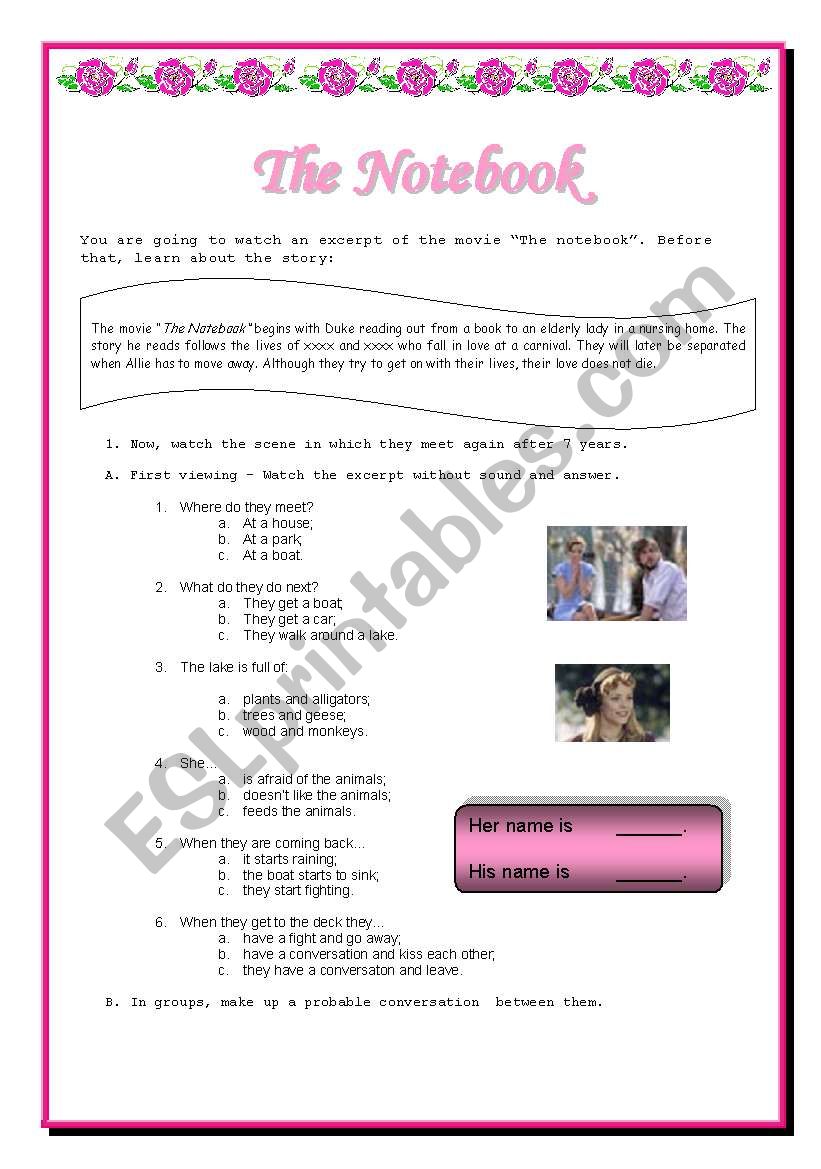Movie Activity - The notebook worksheet