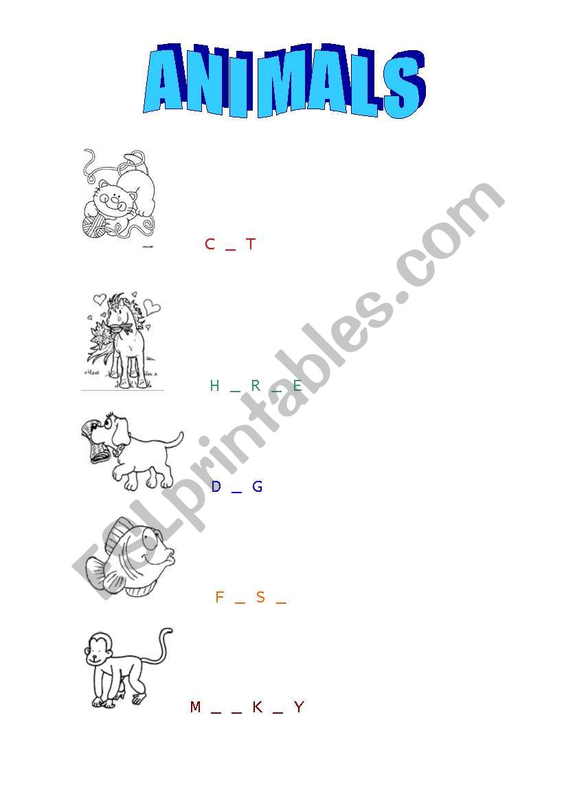 ANIMALS worksheet