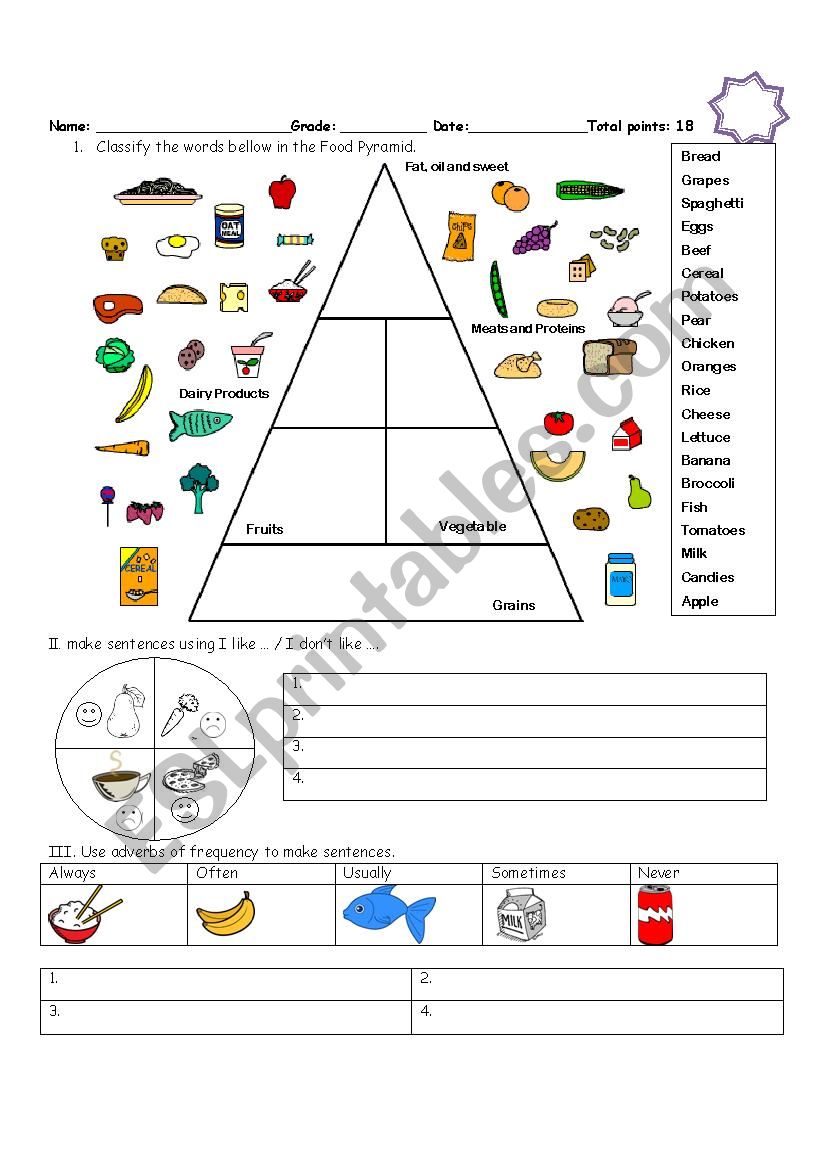 Food Pyramid ESL Worksheet By Mily0815