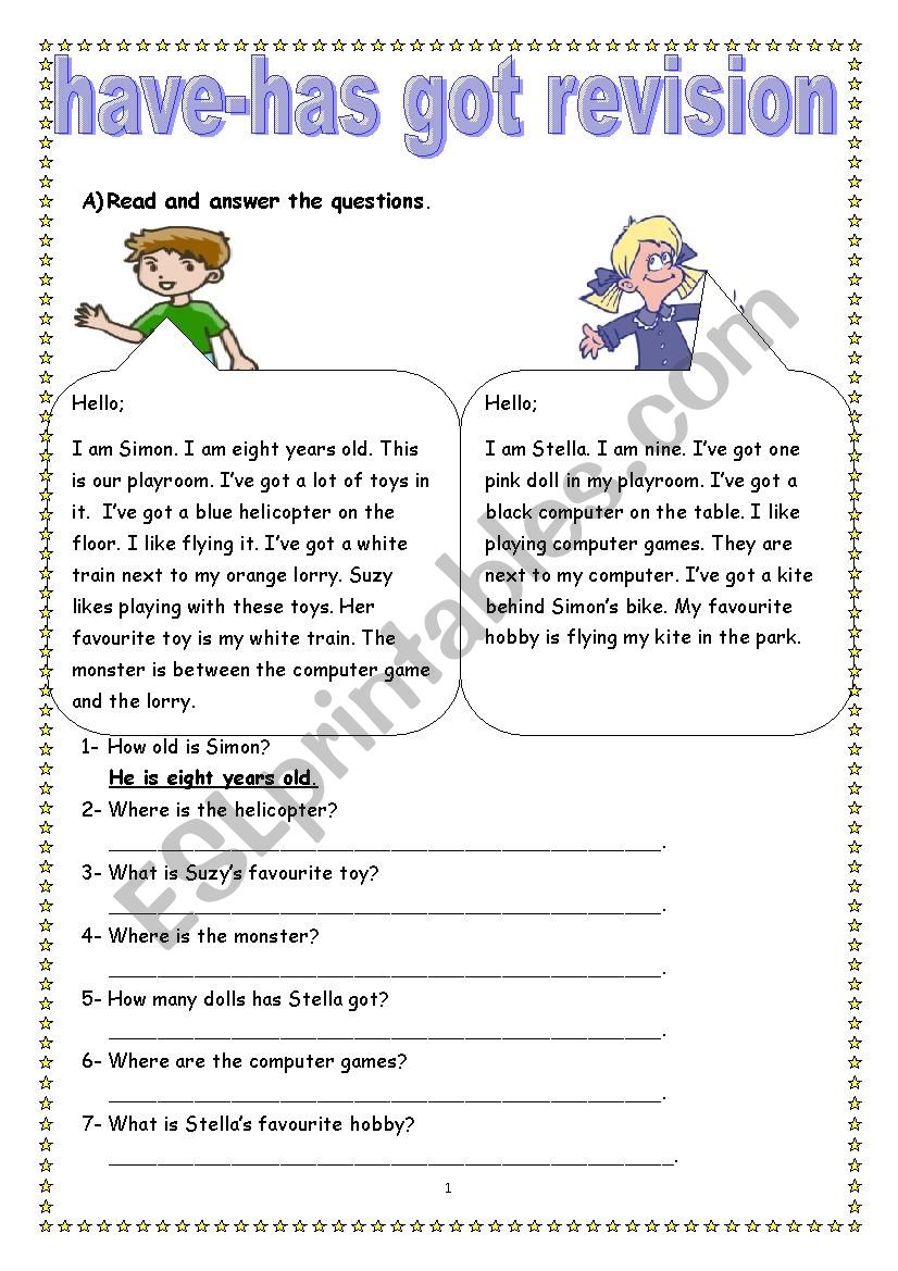 have has got - toys worksheet