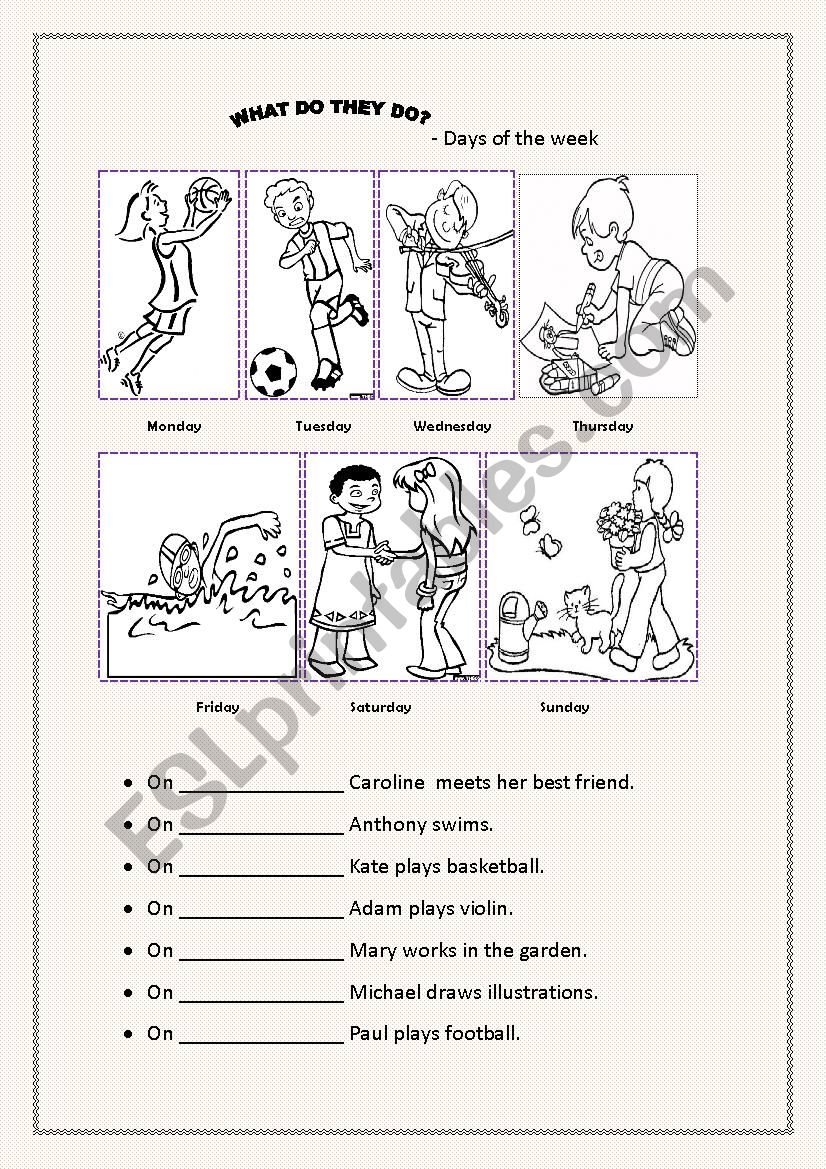 Days of the week worksheet