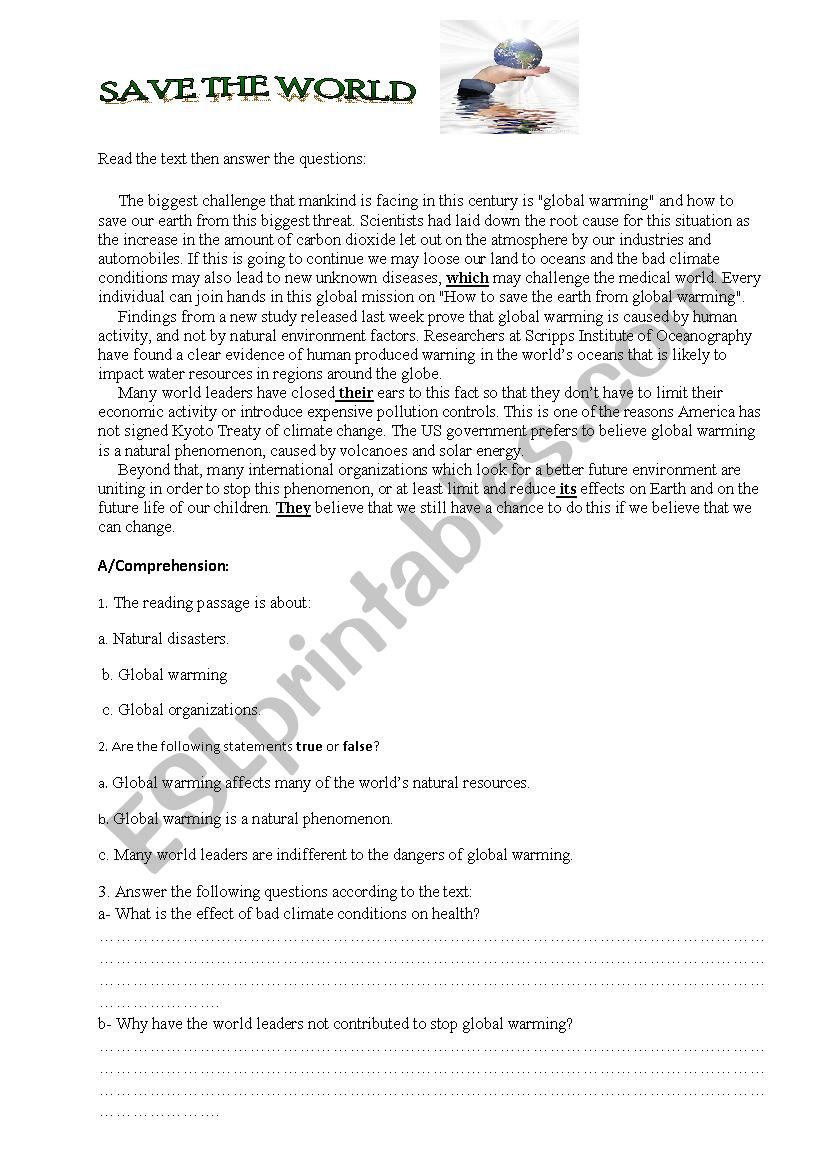 Exam global warming  worksheet