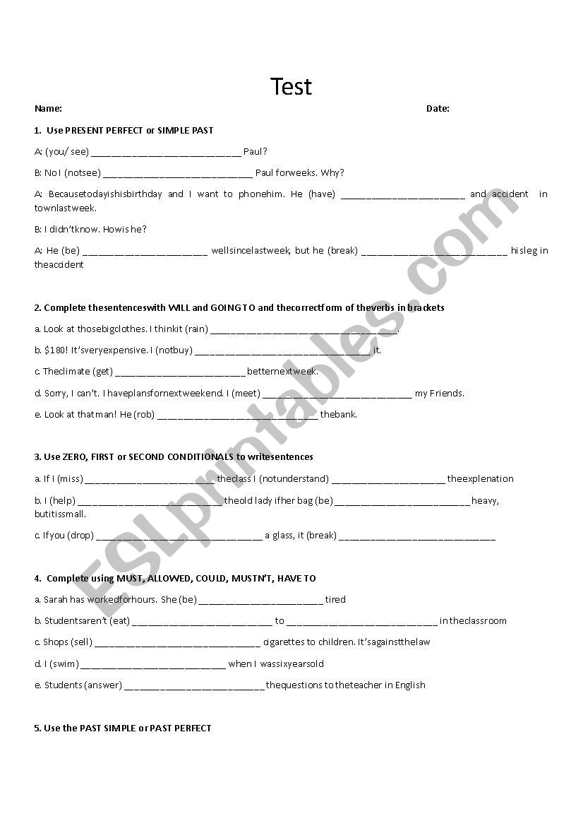 Test worksheet