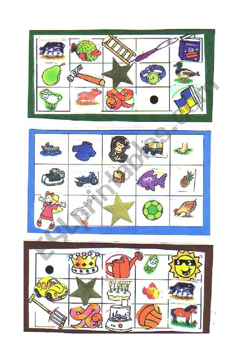 Bingo cards (set 1) worksheet