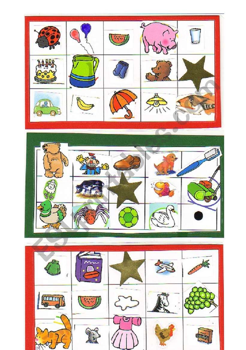Bingo cards (set 2) worksheet