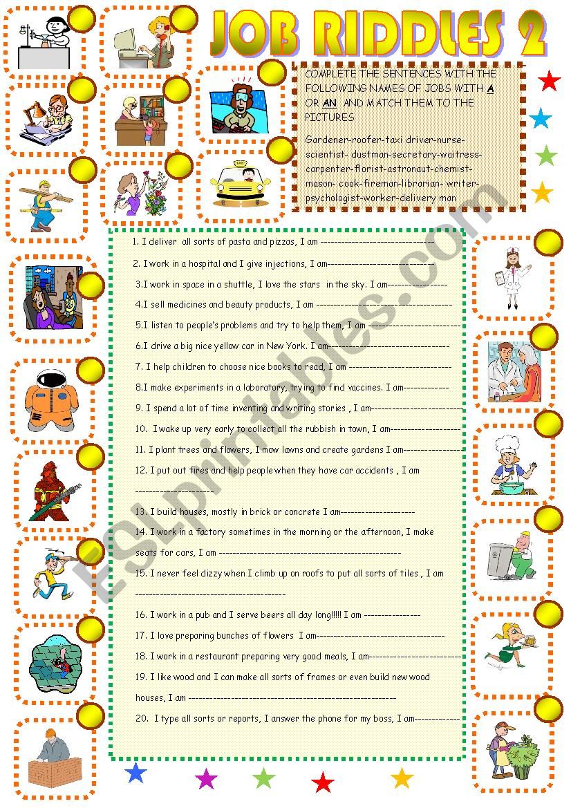 Job riddles 2 worksheet