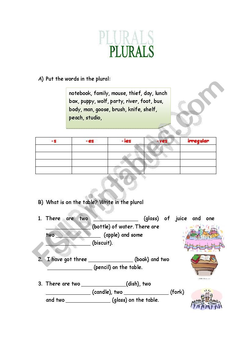 Plurals worksheet