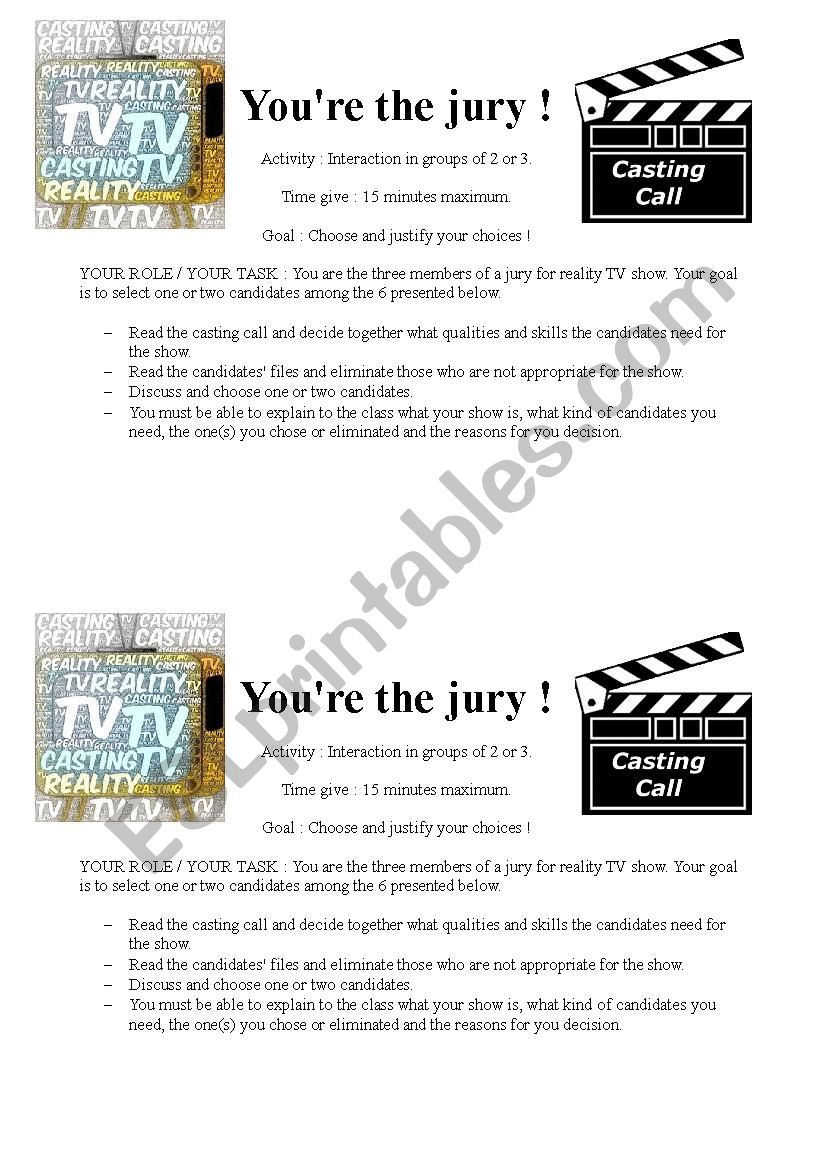 Youre the jury for a casting part 1