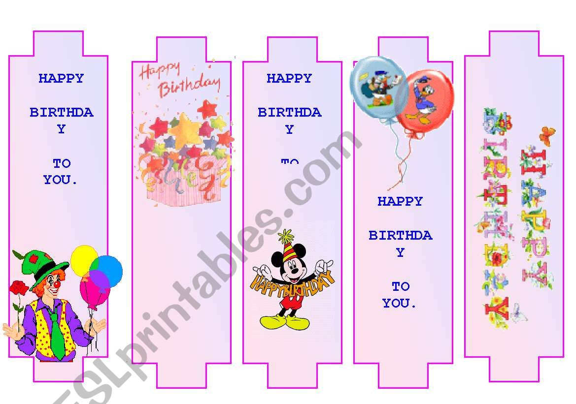 Bookmarks-HappyBirthday worksheet