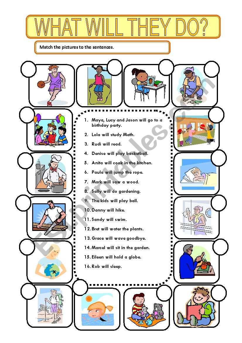 WHAT WILL THEY DO? worksheet