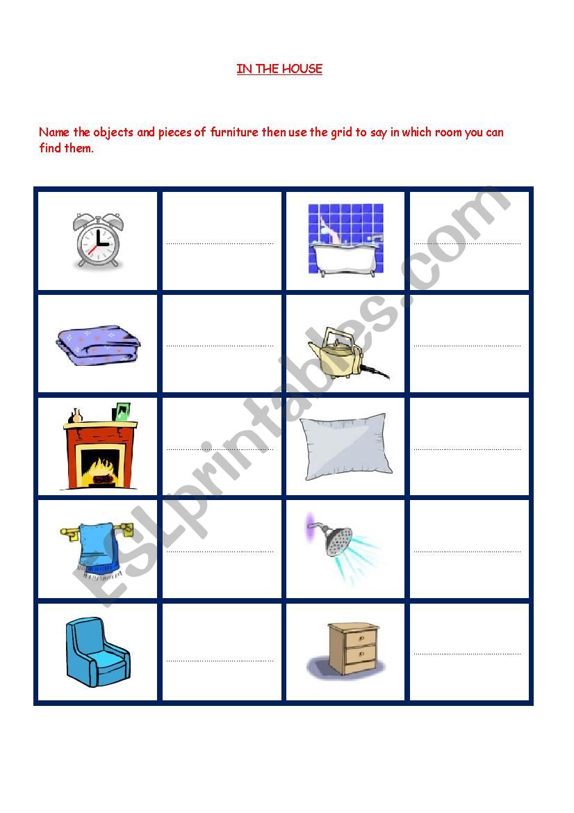 IN THE HOUSE worksheet