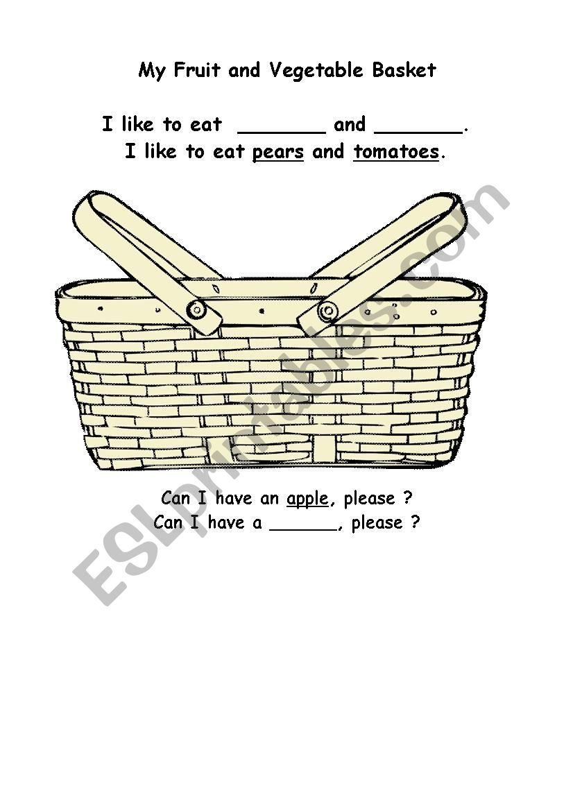 Fruits and Vegetables Basket worksheet