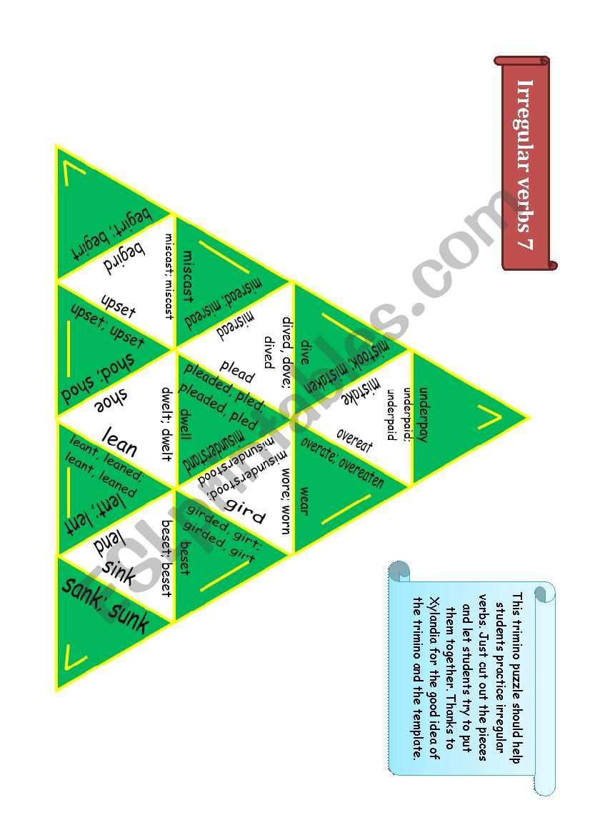 Trimino - Irregular verbs game (part 7)