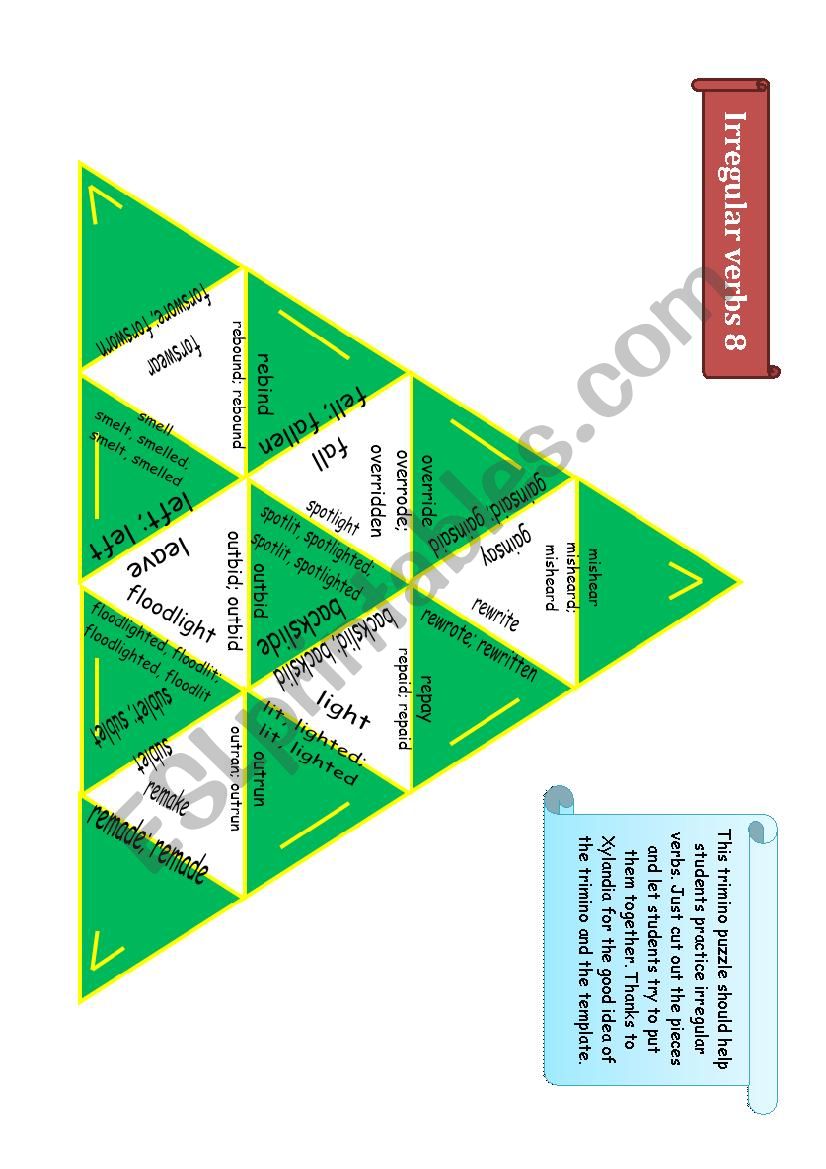 Trimino - Irregular verbs game (part 8)