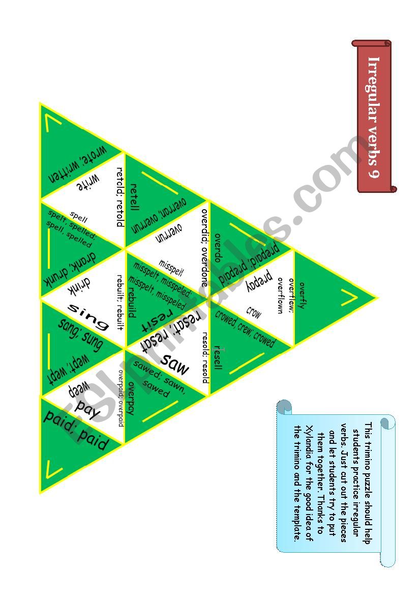 Trimino - Irregular verbs game (part 9)