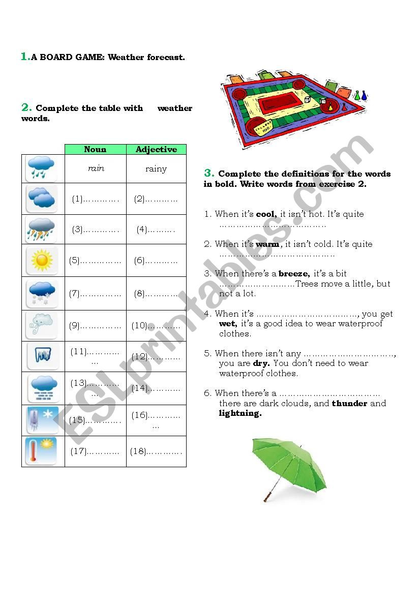 Weather forecast worksheet