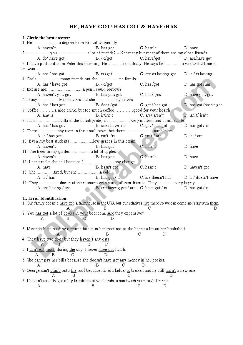 grammar  worksheet