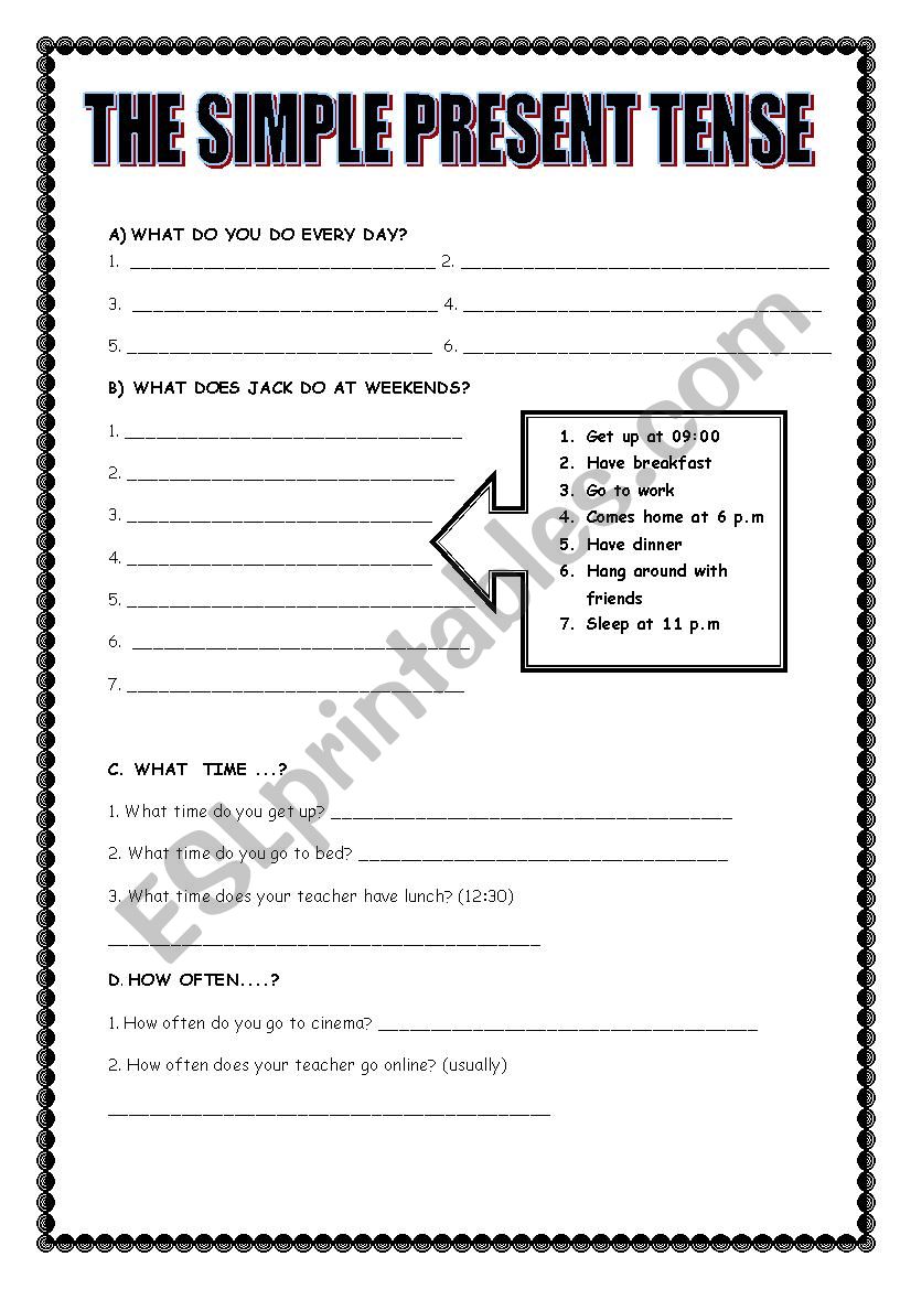 simple present tense worksheet