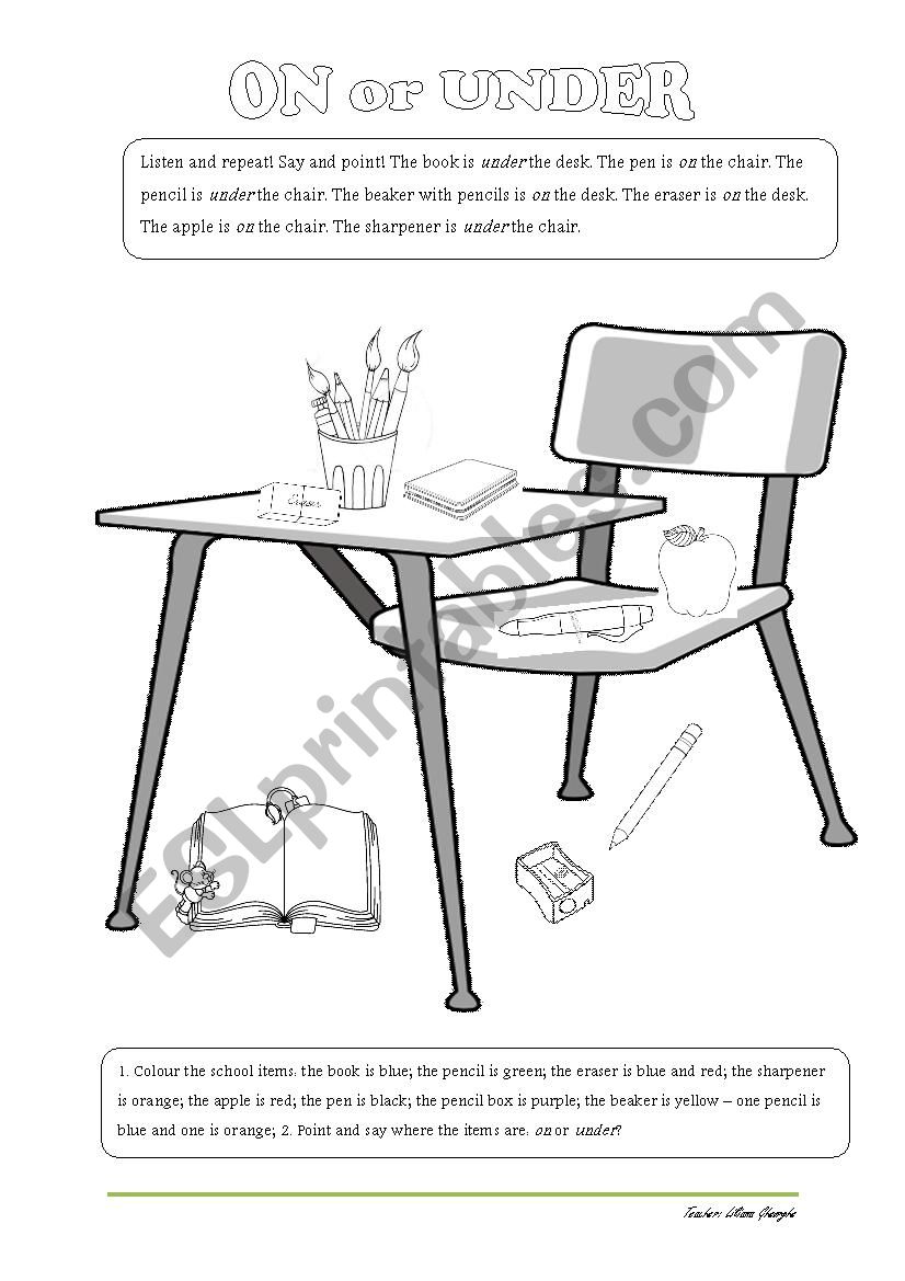 Preposition of place: On or Under