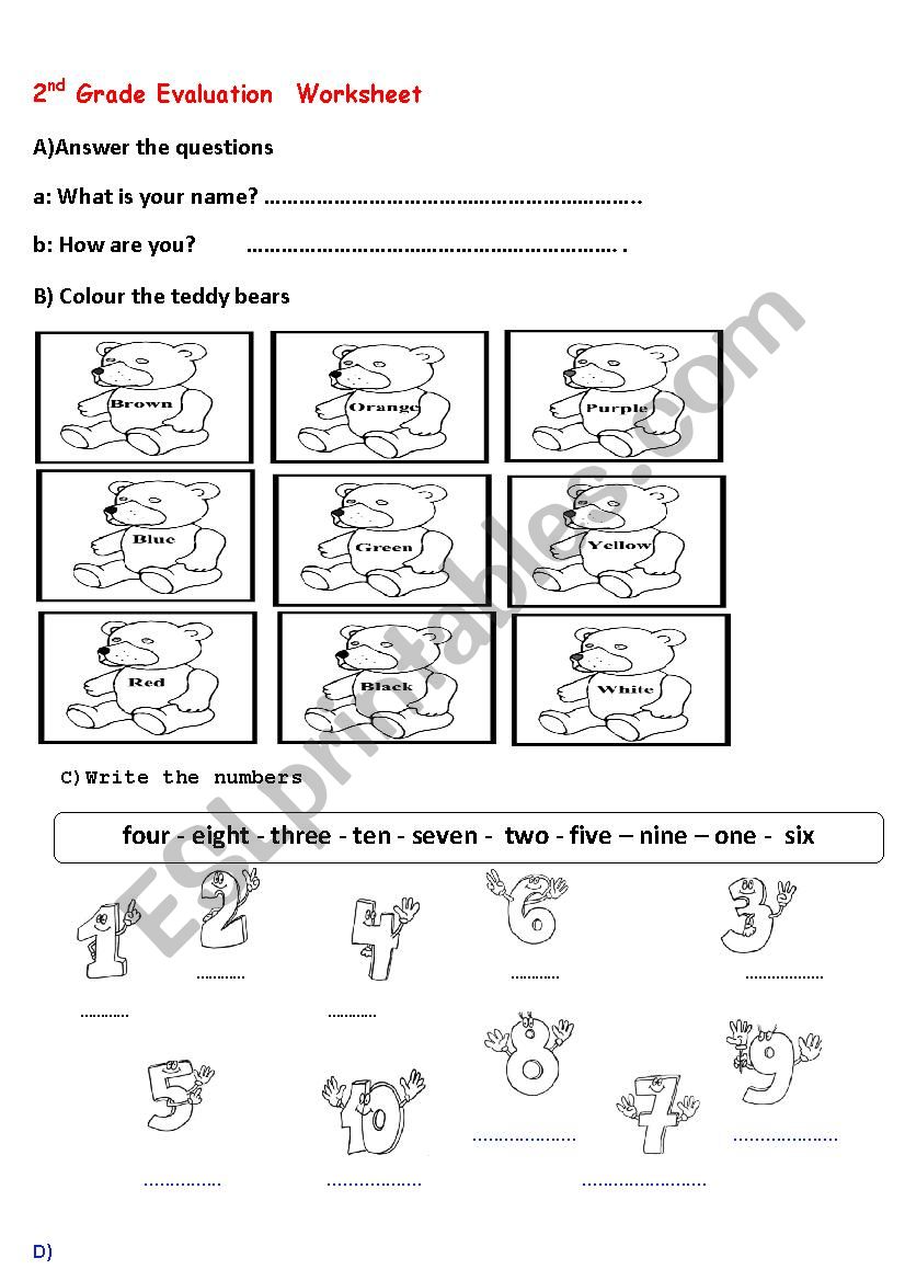 Young learner evaluation worksheet