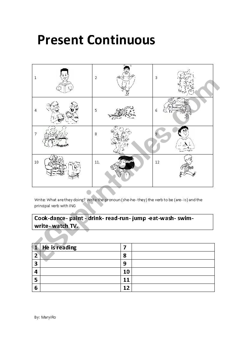 Present Continuous  worksheet