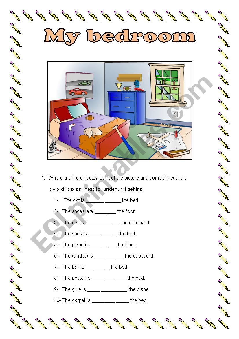 My bedroom worksheet