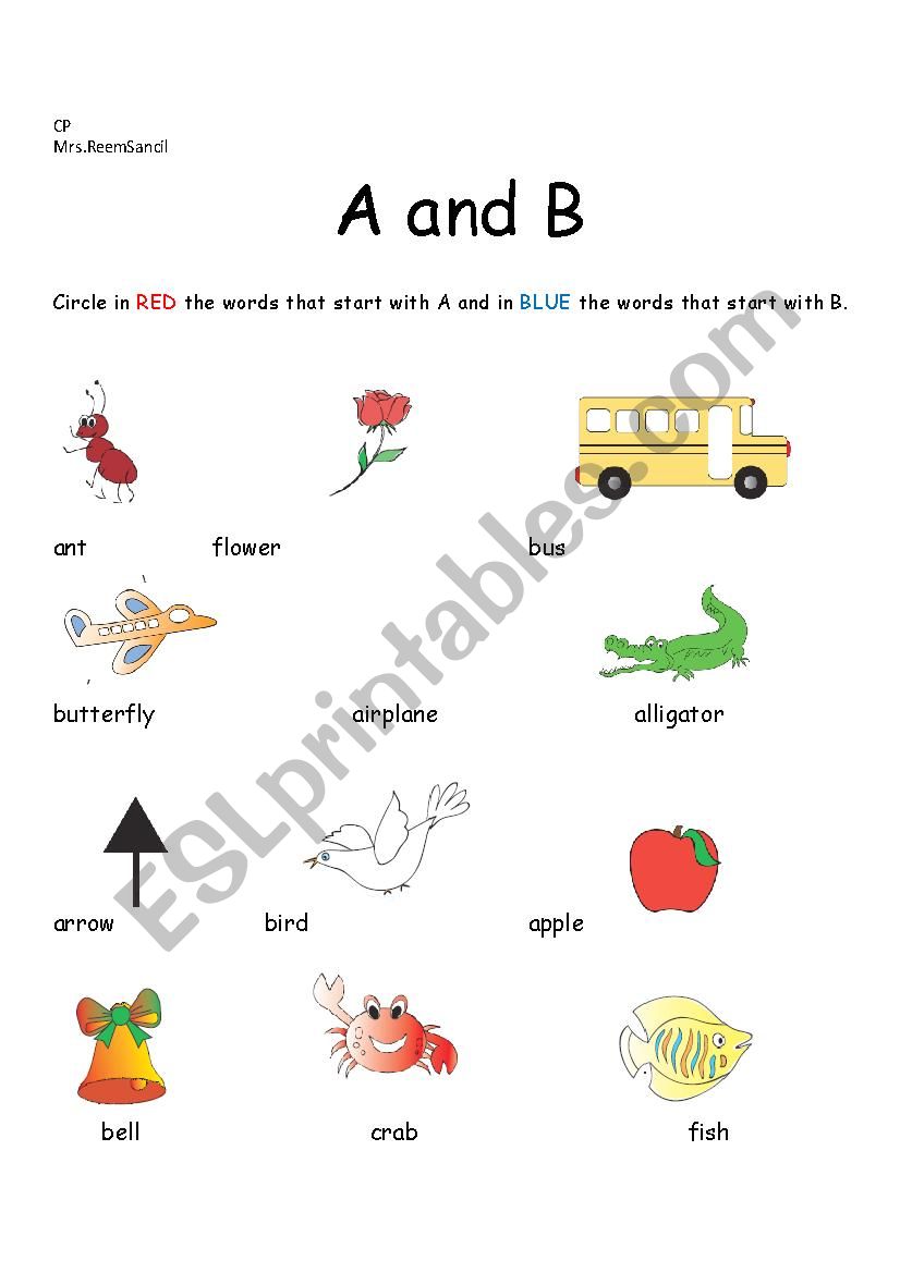 A and B worksheet