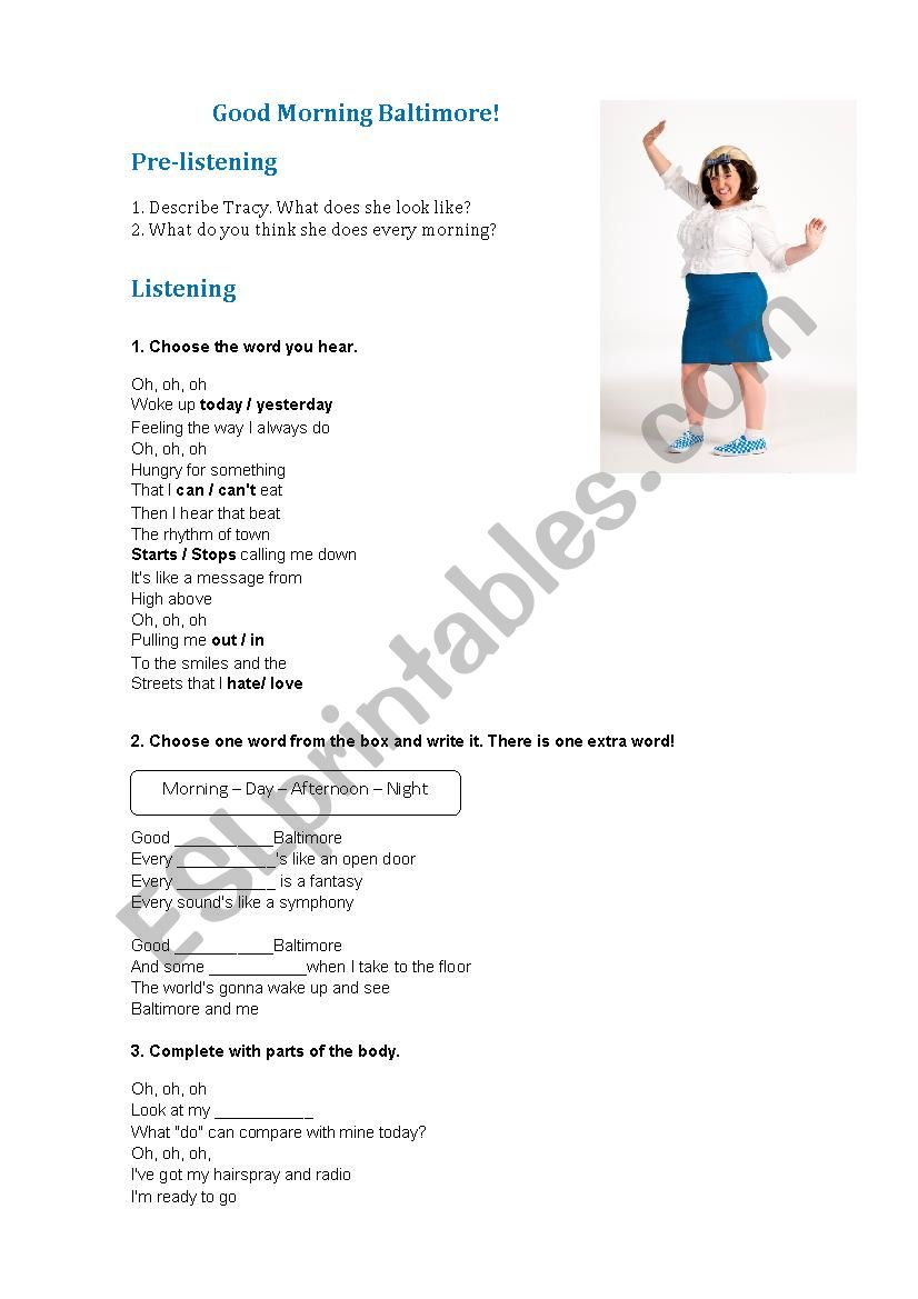 Good Morning Baltimore worksheet