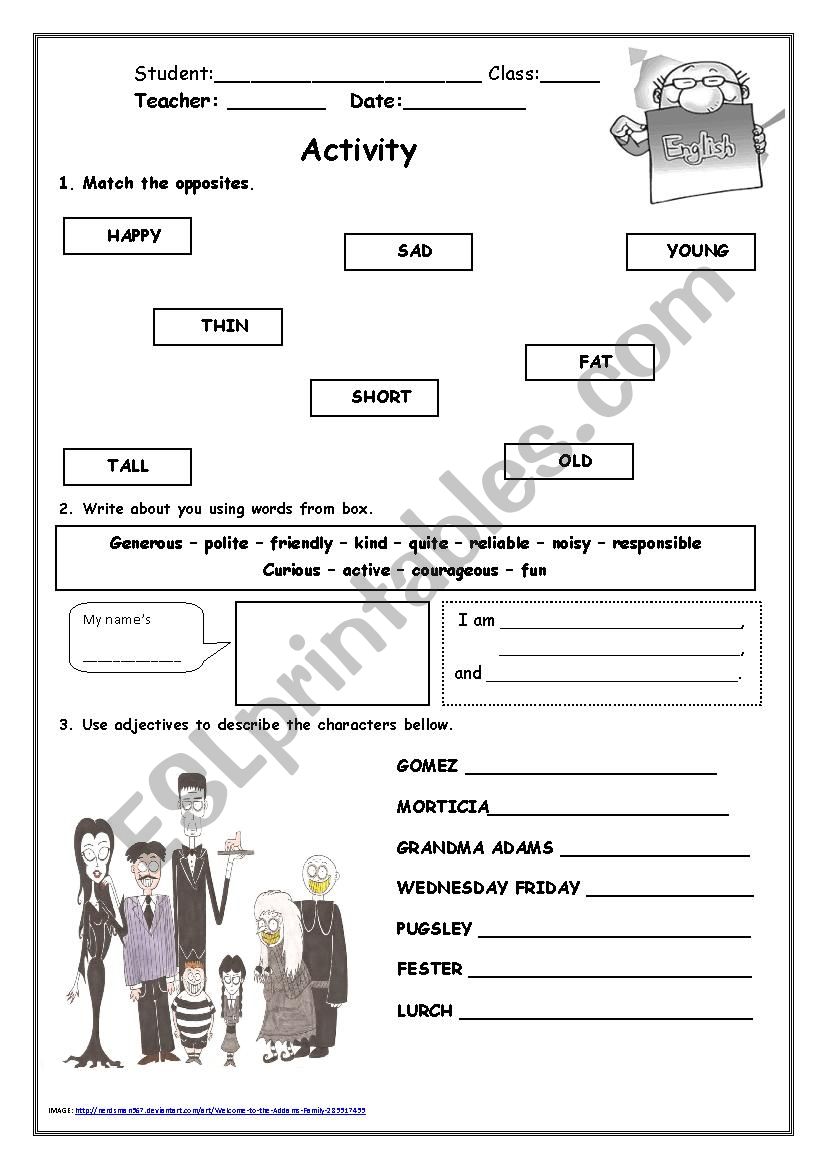 Family - Adjectives worksheet