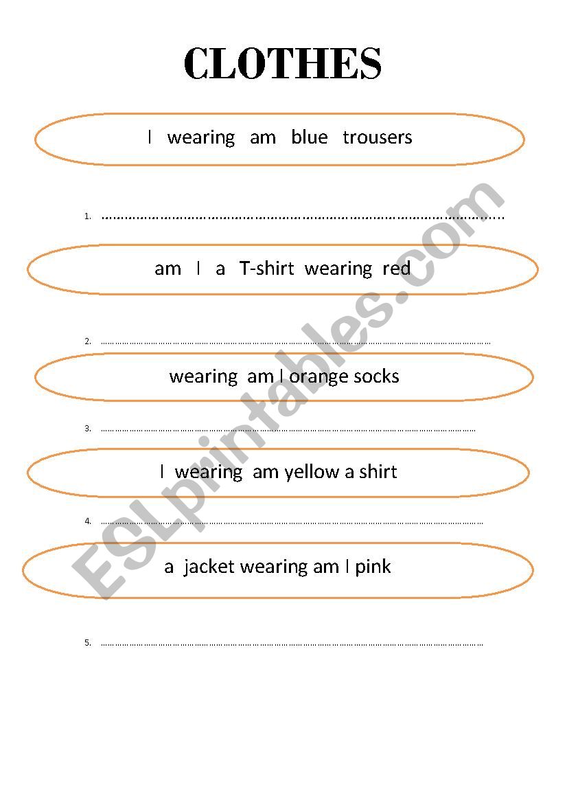clothes worksheet