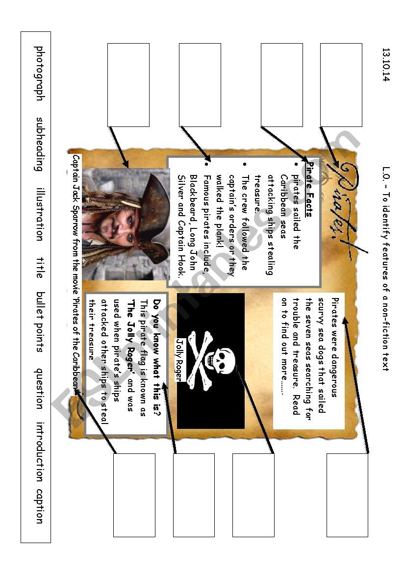 Pirate themed labeling features of an informtion text