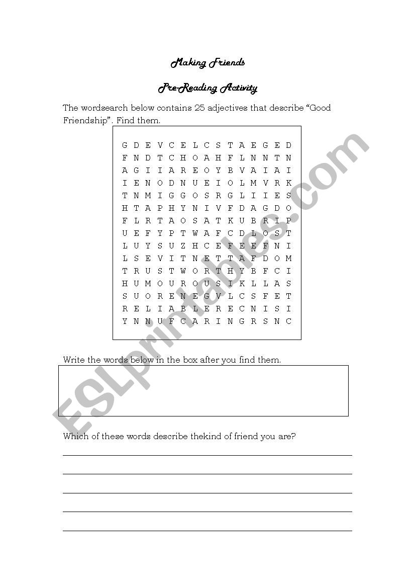 Making Friends worksheet