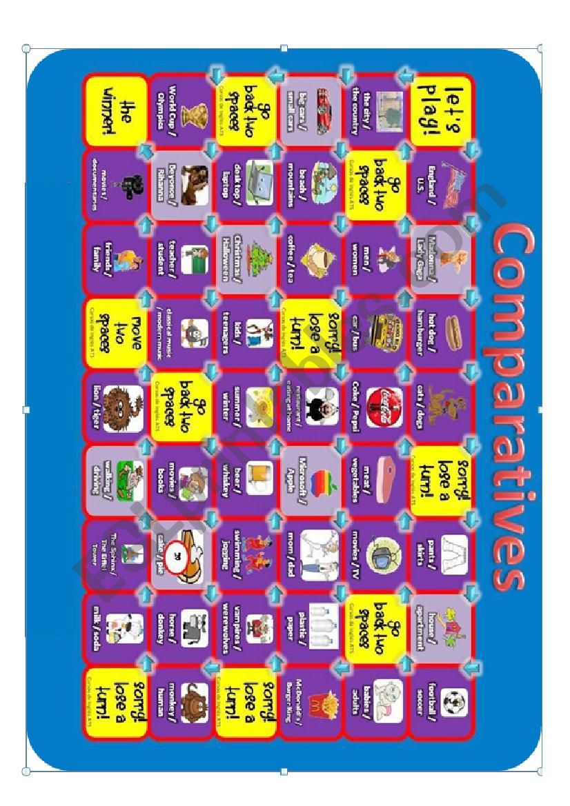 Comparatives Board Game worksheet